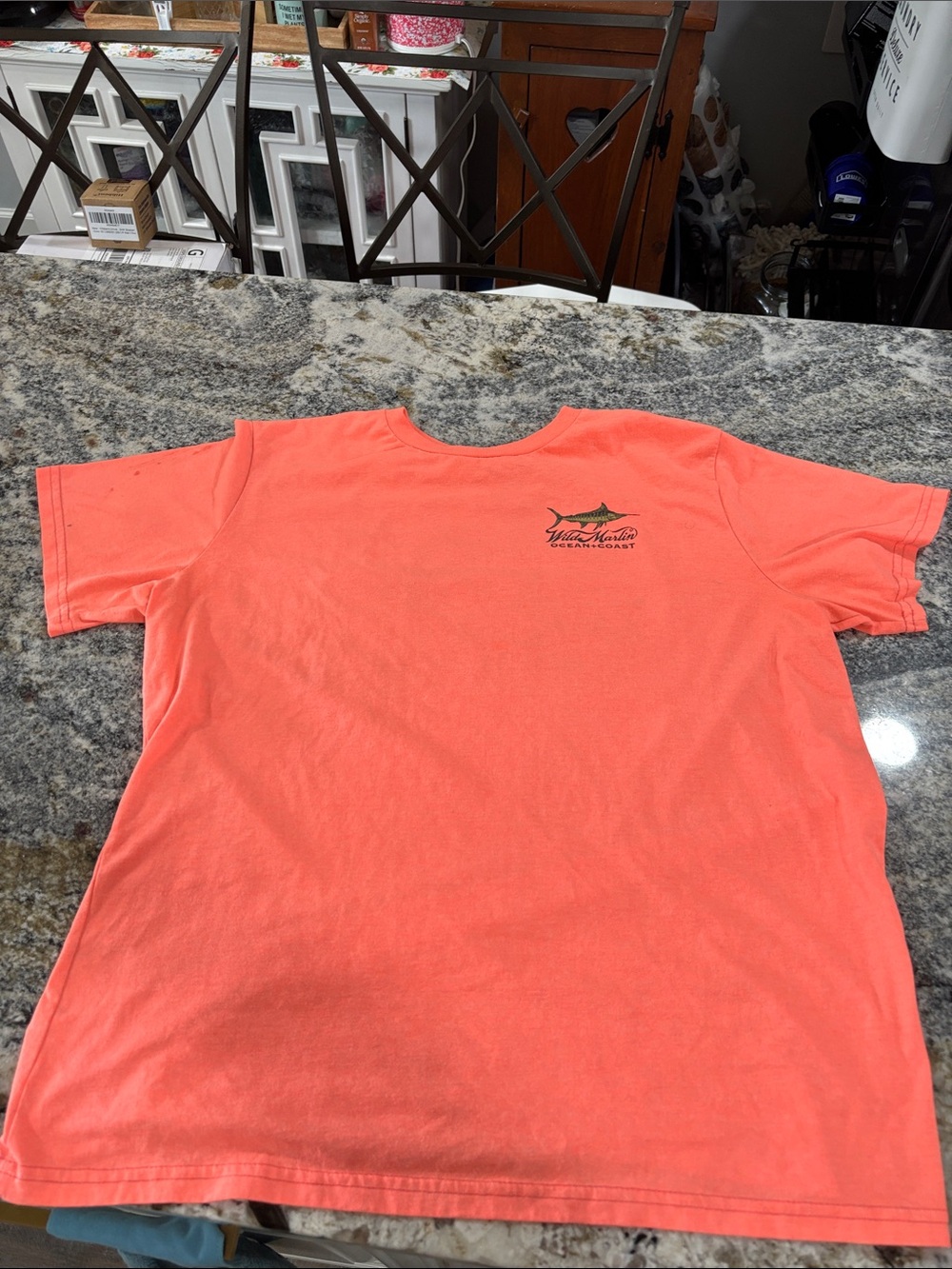 Men's Coral Short-Sleeve Tee with Small Back Logo